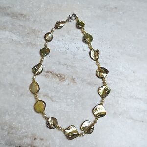 😍Gold & Green Nugget/Beaded Necklace 18"😍 NWOT